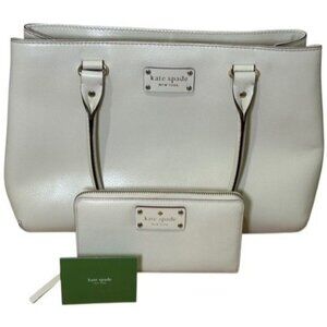 Kate Spade New York Wellesley Quinn Ivory Cream Tote Bag Purse & Wallet Set NWOT
